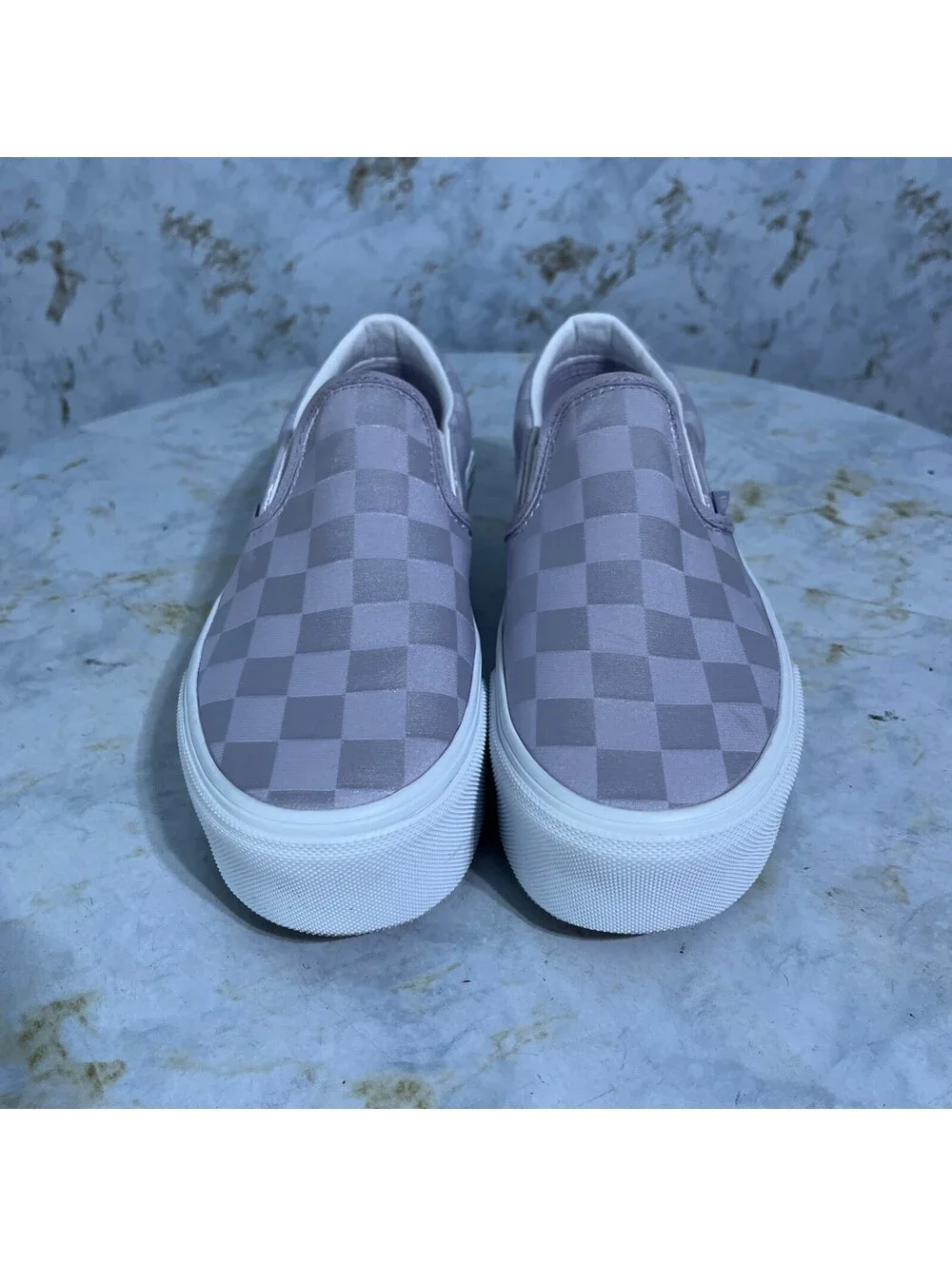 Vans Slip On Stackform Women's Size 6.5 Shoes Purple White Low Platform Sneakers
